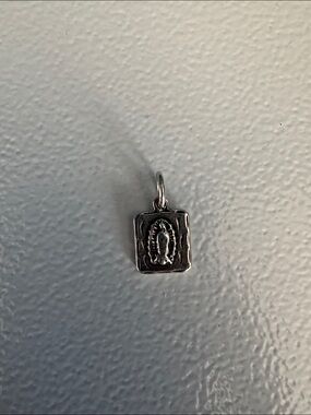 Silver Religious Square Pendant Charm - Virgin Mary Motif